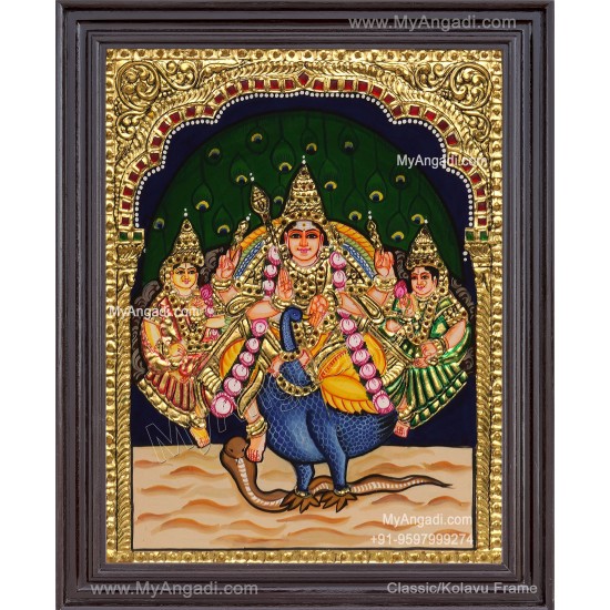 Murugan Valli Deivanai Tanjore Painting