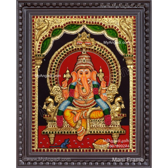 Ganesha 3d Embossed Tanjore Painting