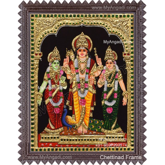 Murugan Valli Deivanai Tanjore Painting