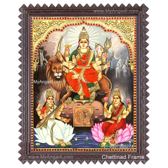 Durga Lakshmi Saraswathi Tanjore Painting
