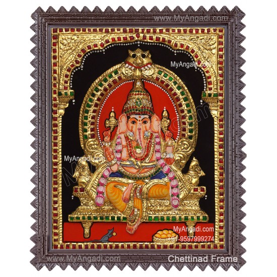 Ganesha 3d Embossed Tanjore Painting