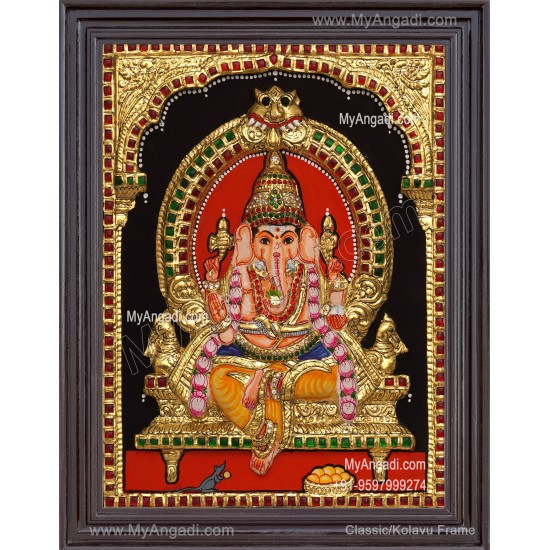 Ganesha 3d Embossed Tanjore Painting