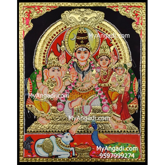 Shivan Family Tanjore Painting Shivan Family Tanjore Painting