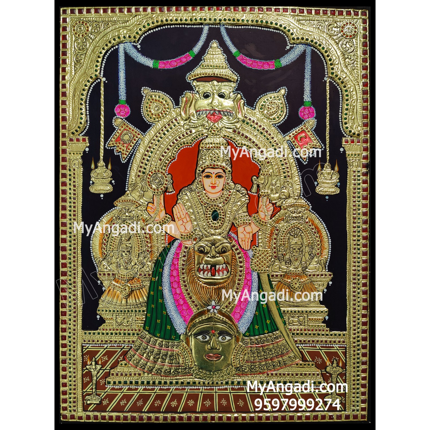 Kollur Mookambikai Amman Tanjore Painting, Buy Kolur Mookambikai Amman