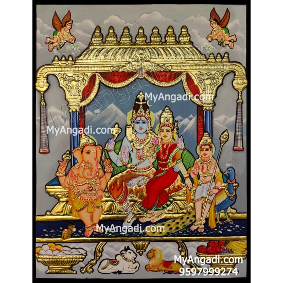 Shiva Family Tanjore Painting Shiva Family Tanjore Painting