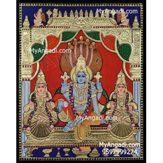 Vishnu with Sridevi Boodevi Tanjore Painting