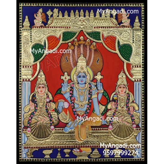 Vishnu with Sridevi Boodevi Tanjore Painting