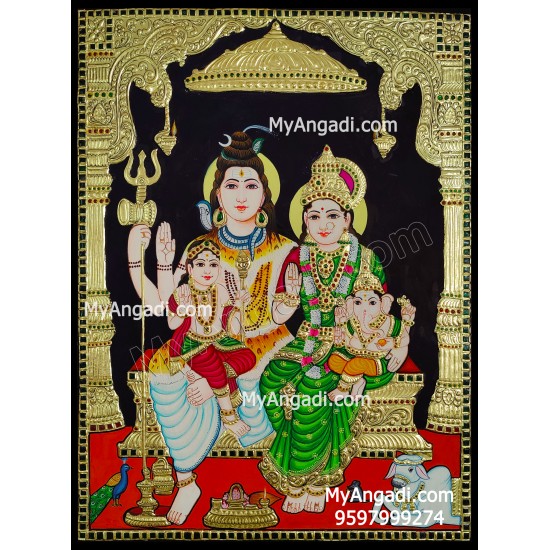 Shivan Family Tanjore Painting Shivan Family Tanjore Painting