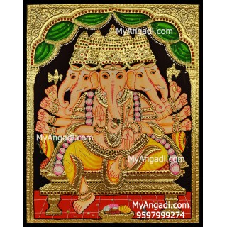Panchamuga Ganesha Tanjore Painting