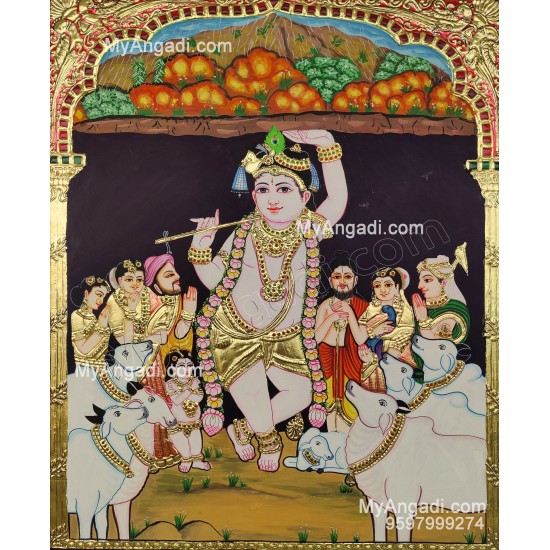 Govardhana Krishnar Tanjore Painting Govardhana Krishnar Tanjore Painting