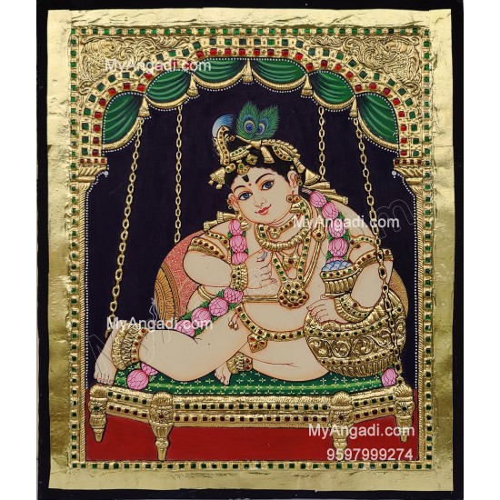 Jhula Krishna Tanjore Painting