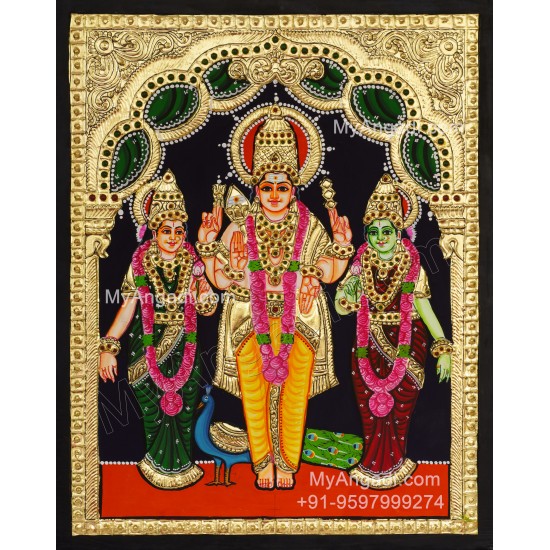 Murugan Valli Deivanai Tanjore Painting