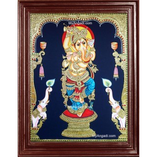 Ganesha with Left Trunk Tanjore Painting