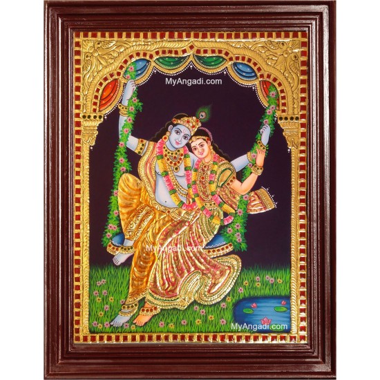 Jhula Radha Krishna Tanjore Painting, Krishna Tanjore Painting