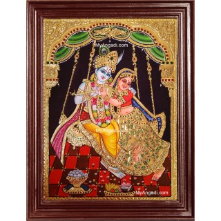 Jhoola Radha Krishna Tanjore Painting, Krishna Tanjore Painting