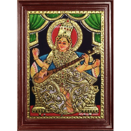 Saraswati Tanjore Painting Saraswati Tanjore Painting