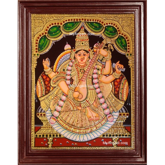 Saraswati Tanjore Painting Saraswati Tanjore Painting