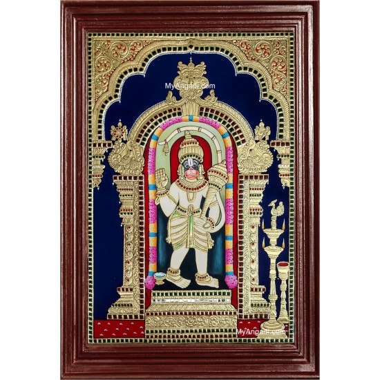 Ashtamsa Varadha Hanuman Tanjore Painting Ashtamsa Varadha Hanuman Tanjore Painting