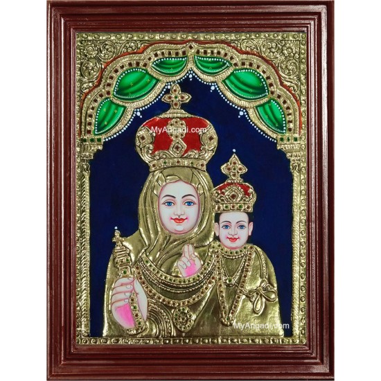 Mary with Jesus Christ Tanjore Painting Mary with Jesus Christ Tanjore Painting