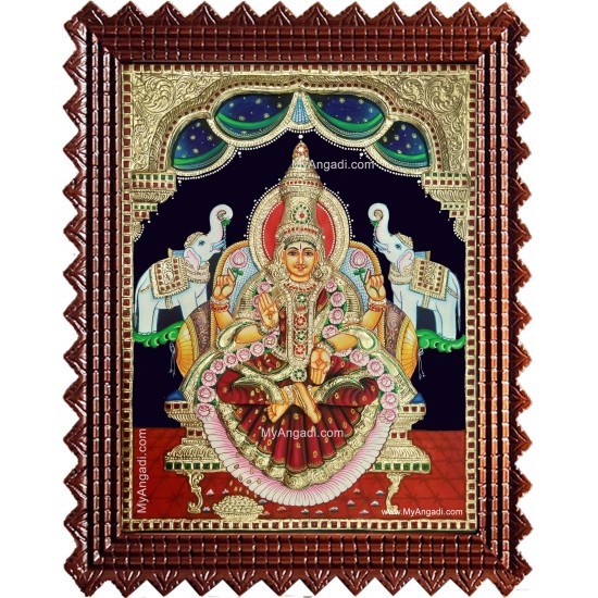 Gaja Lakshmi Semi Embossed Tanjore Painting