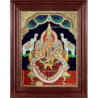 Gaja Lakshmi Semi Embossed Tanjore Painting