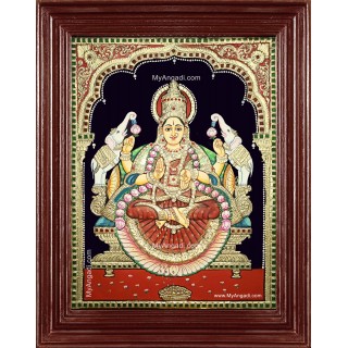 Gaja Lakshmi Semi Embossed Tanjore Painting