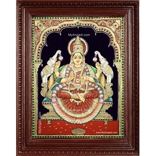 Gaja Lakshmi Semi Embossed Tanjore Painting