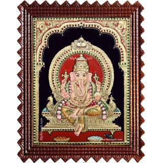 Shri Ganesh Semi Embossed Tanjore Painting Shri Ganesh Semi Embossed Tanjore Painting