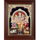 Lord Shiva Parvathi Ganesh Murugan Semi Embossed Tanjore Painting
