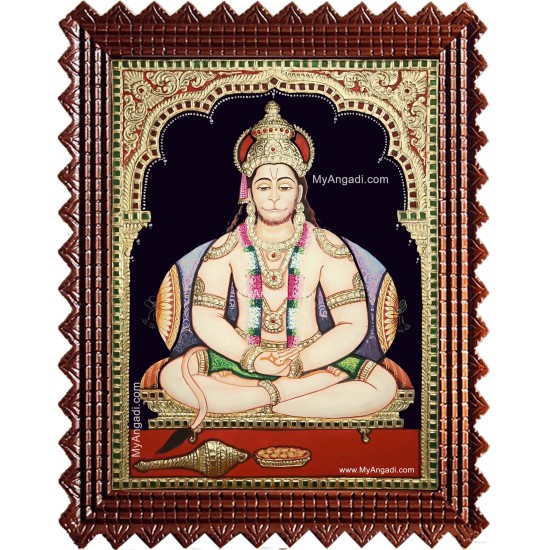 Sri Hanuman Semi Embossed Tanjore Painting