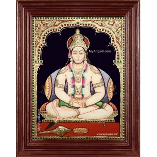 Sri Hanuman Semi Embossed Tanjore Painting