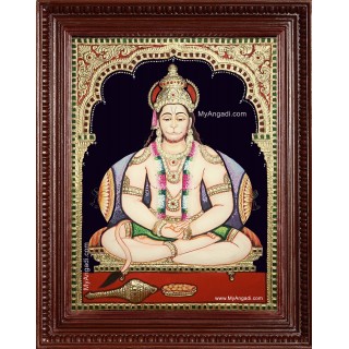 Sri Hanuman Semi Embossed Tanjore Painting