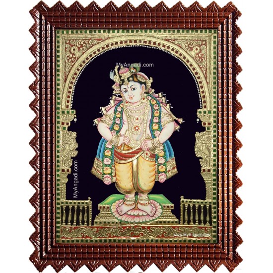 Mapillai Krishna Semi Embossed Tanjore Painting