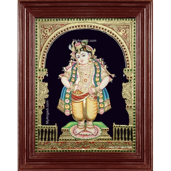 Mapillai Krishna Semi Embossed Tanjore Painting