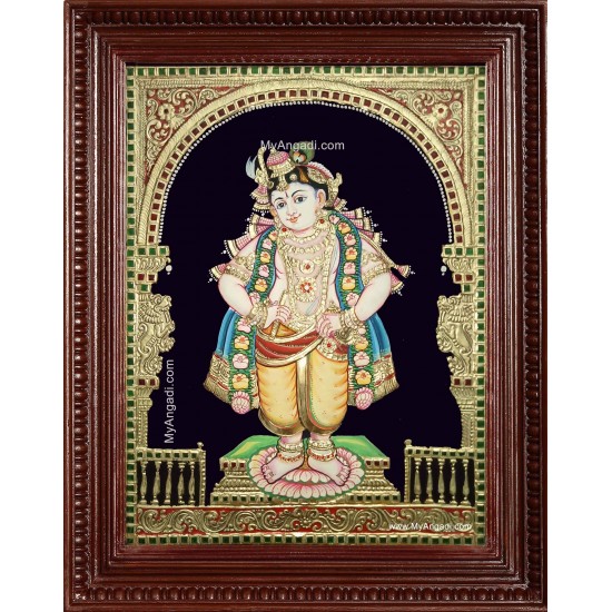 Mapillai Krishna Semi Embossed Tanjore Painting