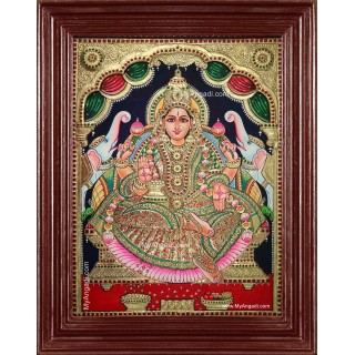 Gaja Lakshmi Semi Embossed Tanjore Painting