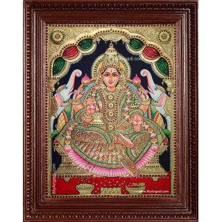 Gaja Lakshmi Semi Embossed Tanjore Painting