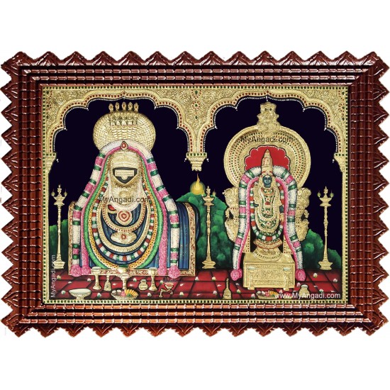 Arunachaleswarar Abhitha Kujambal Embossed Tanjore Painting