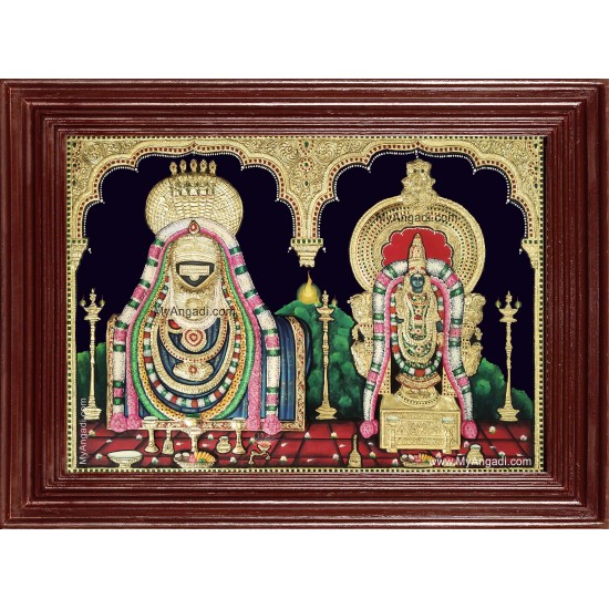 Arunachaleswarar Abhitha Kujambal Embossed Tanjore Painting