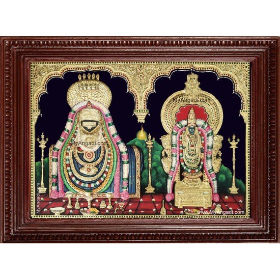 Arunachaleswarar Abhitha Kujambal Embossed Tanjore Painting