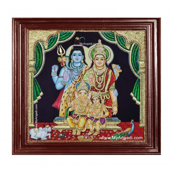 Shiva Family Tanjore Painting Shiva Family Tanjore Painting