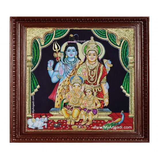 Shiva Family Tanjore Painting Shiva Family Tanjore Painting