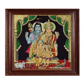Shiva Parvathi Ganesh Murugan Tanjore Painting
