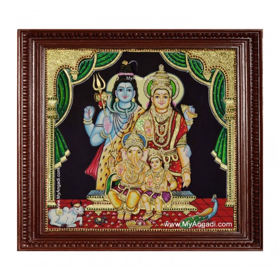 Shiva Parvathi Ganesh Murugan Tanjore Painting