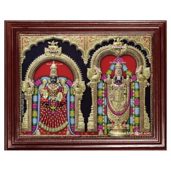 Balaji Padmavathi Thaayar Tanjore Painting Balaji Padmavathi Thaayar Tanjore Painting