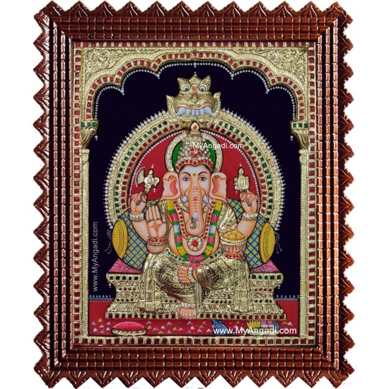 Ganesha 3d Embossed Tanjore Painting