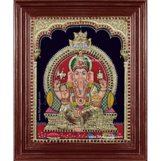 Ganesha 3d Embossed Tanjore Painting