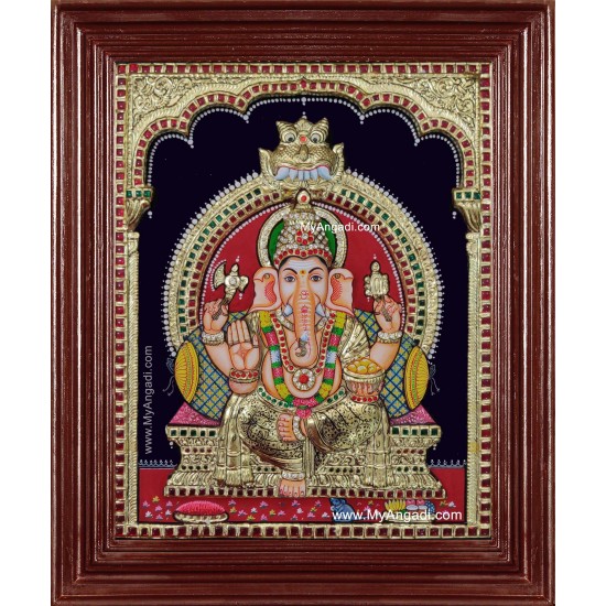 Ganesha 3d Embossed Tanjore Painting