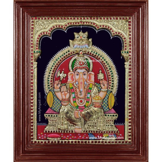 Ganesha 3d Embossed Tanjore Painting Ganesha 3d Embossed Tanjore Painting