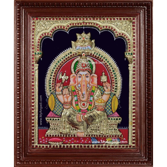 Ganesha 3d Embossed Tanjore Painting Ganesha 3d Embossed Tanjore Painting
